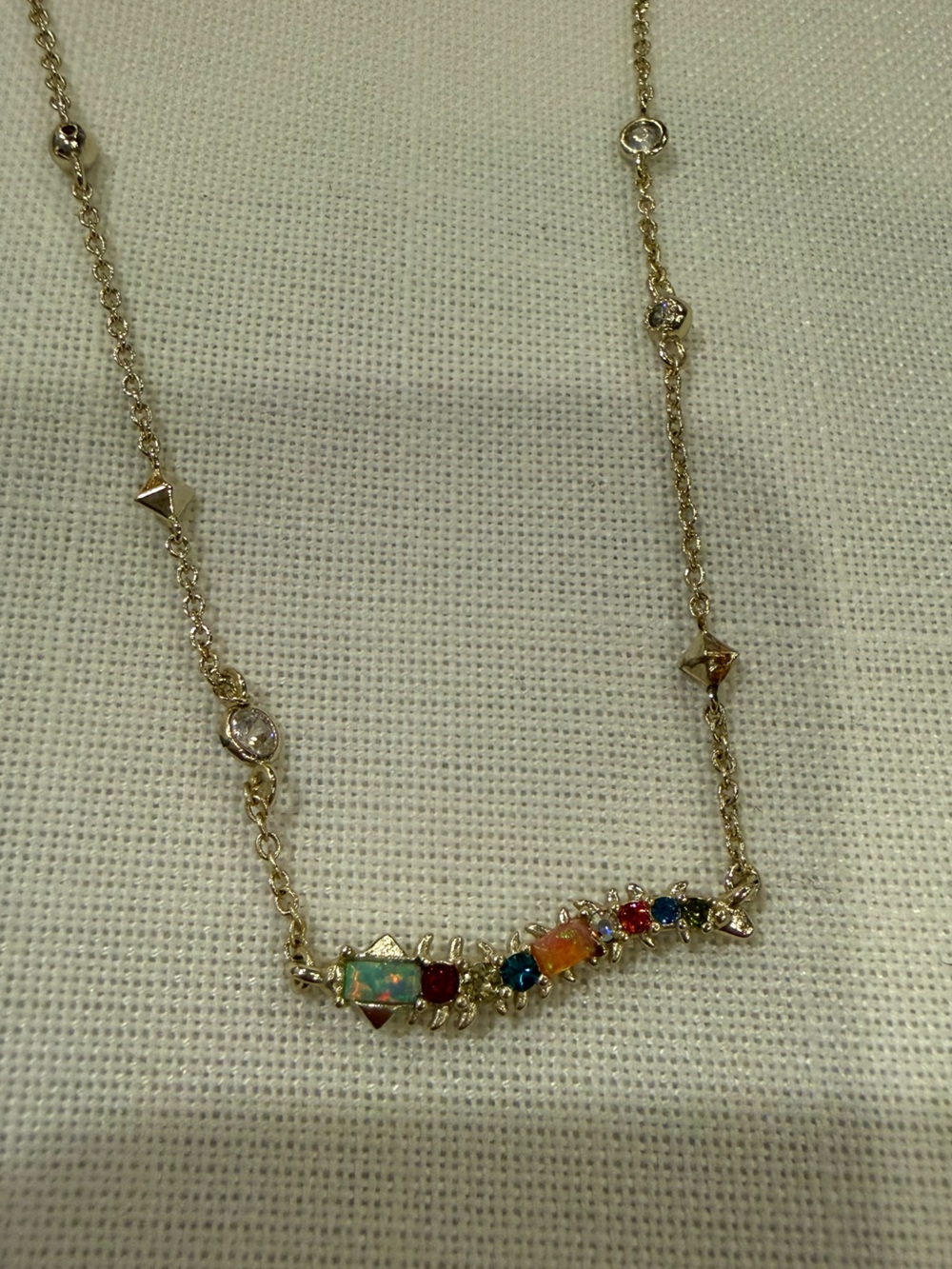 Kendra Scott Gold Necklace with Multi-Colored Gem Accents